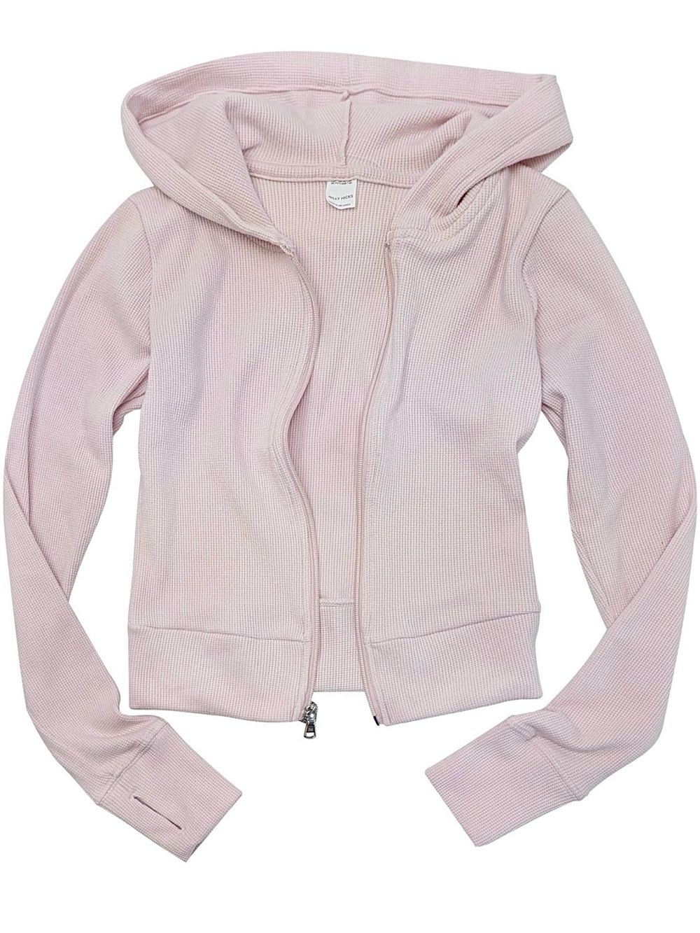 GILLY HICKS Waffle Zip Up Hoodie in Light Pink Size XL